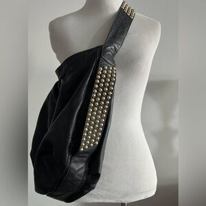 Bryna Nicole Black leather Gold stud tote shoulder bag
